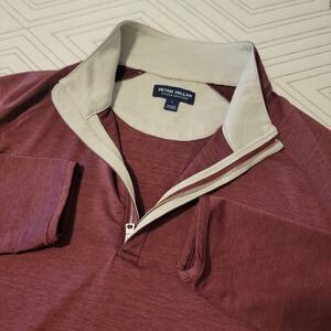 Peter Millar Crown Crafted 1/4 Zip Mens Small Maroon Golf Performance LS